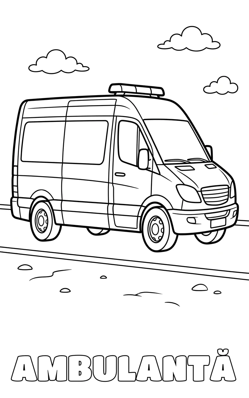 planșă de colorat cu vehicule