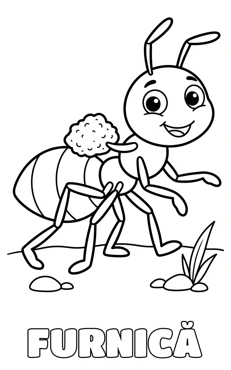 planșă de colorat cu insecte
