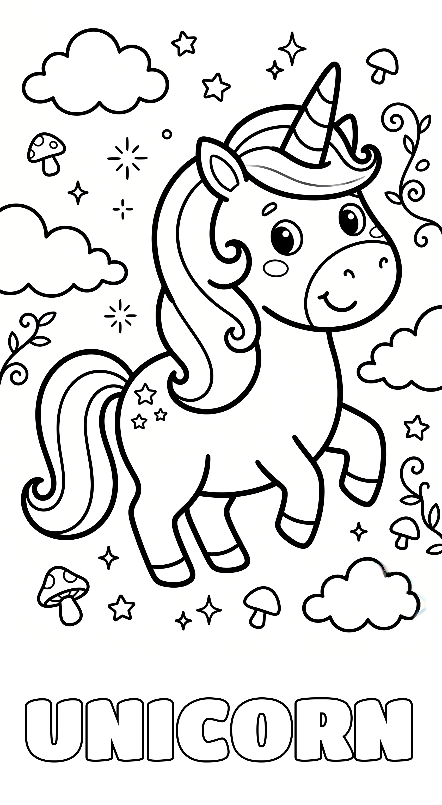 Unicorn coloring page sample