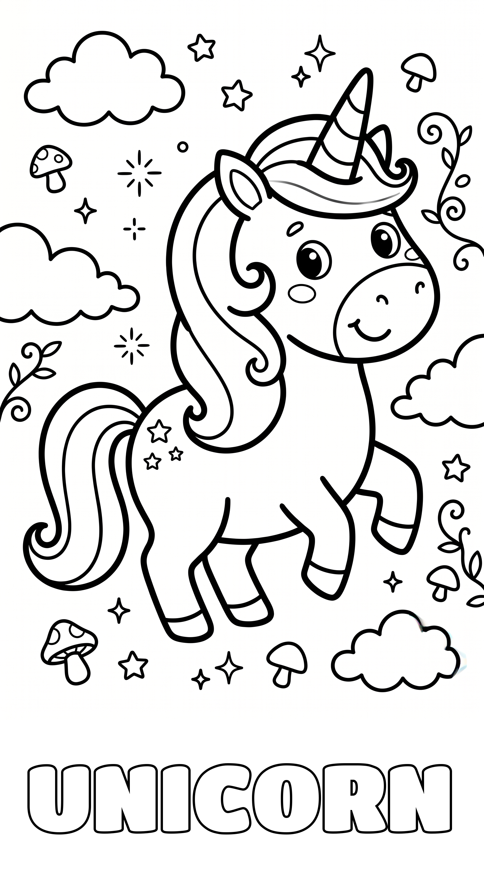 Unicorn coloring page sample